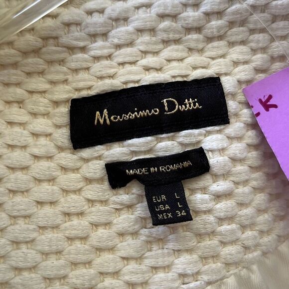 Massimo Dutti Textured Cream Coat Women’s L | Waffle Weave Minimalist Jacket - Picture 9 of 9